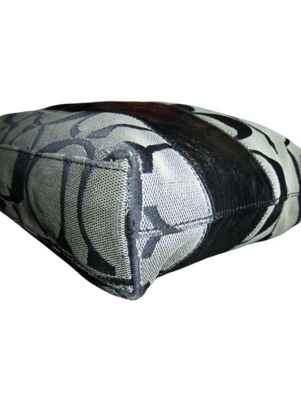 Coach 2008 Cursive Creed Limited Edition Signature Stripe Canvas & Leather Tote - Picture 7 of 9